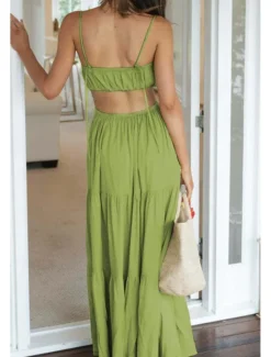 New Women's Midi Dress White Dress Graduation Dress Slip Dress Fashion Modern Birthday Holiday Date Regular Fit Plain Sleeveless Spaghetti Strap White Light Green Orange Summer Women Cocktail Dress