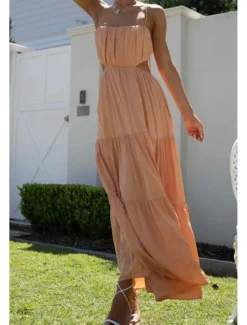 New Women's Midi Dress White Dress Graduation Dress Slip Dress Fashion Modern Birthday Holiday Date Regular Fit Plain Sleeveless Spaghetti Strap White Light Green Orange Summer Women Cocktail Dress