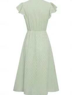 Sale Women's Midi Dress White Dress Casual Dress A Line Dress Stylish Basic Casual Vacation Daily Regular Fit Plain Sleeveless V Neck White Green Summer Spring Women White Dresses