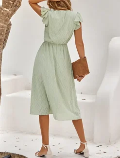 Sale Women's Midi Dress White Dress Casual Dress A Line Dress Stylish Basic Casual Vacation Daily Regular Fit Plain Sleeveless V Neck White Green Summer Spring Women White Dresses
