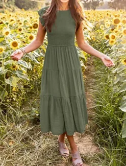 Discount Women's Midi Dress White Dress Graduation Dress Fashion Birthday Date Tea Party Regular Fit Plain Sleeveless Crew Neck Black White Light Green Army Green Summer Women White Dresses