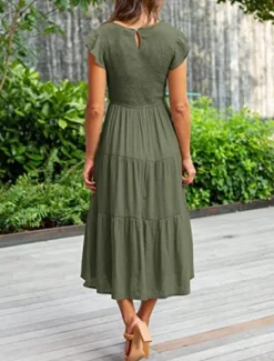 Discount Women's Midi Dress White Dress Graduation Dress Fashion Birthday Date Tea Party Regular Fit Plain Sleeveless Crew Neck Black White Light Green Army Green Summer Women White Dresses