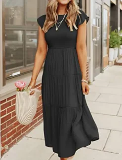 Discount Women's Midi Dress White Dress Graduation Dress Fashion Birthday Date Tea Party Regular Fit Plain Sleeveless Crew Neck Black White Light Green Army Green Summer Women White Dresses