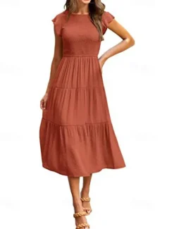Discount Women's Midi Dress White Dress Graduation Dress Fashion Birthday Date Tea Party Regular Fit Plain Sleeveless Crew Neck Black White Light Green Army Green Summer Women White Dresses
