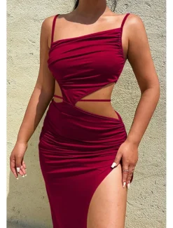 New Women's Midi Dress White Dress Graduation Dress Slip Dress Fashion Birthday Graduation Date Regular Fit Plain Sleeveless Spaghetti Strap Light Pink Black White Yellow Summer Women White Dresses