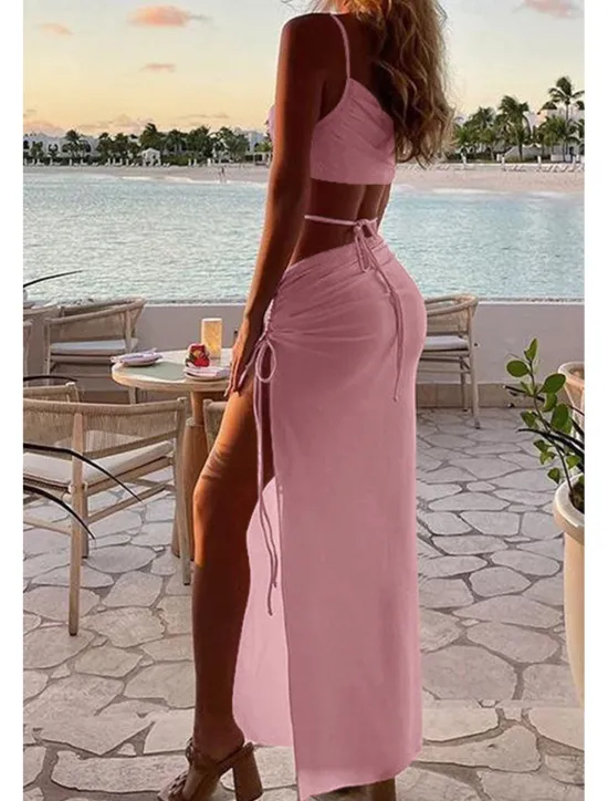 New Women's Midi Dress White Dress Graduation Dress Slip Dress Fashion Birthday Graduation Date Regular Fit Plain Sleeveless Spaghetti Strap Light Pink Black White Yellow Summer Women White Dresses