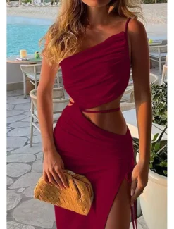 New Women's Midi Dress White Dress Graduation Dress Slip Dress Fashion Birthday Graduation Date Regular Fit Plain Sleeveless Spaghetti Strap Light Pink Black White Yellow Summer Women White Dresses