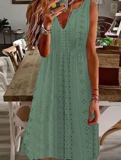 Outlet Women's Midi Dress White Dress Casual Dress Tank Dress Boho Dress Basic Classic Casual Outdoor Daily Regular Fit Plain Sleeveless Split Neck Black White Pink Green Summer Spring Women White Dresses