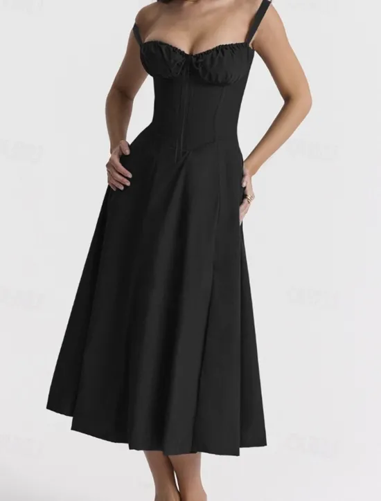 Women's Midi Dress White Dress Graduation Dress Party Dress Fashion Modern Party Birthday Evening Party Regular Fit Plain Sleeveless U Neck Black White Red Summer Women White Dresses