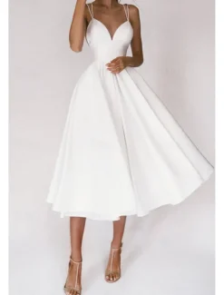 Outlet Women's Midi Dress White Dress Graduation Dress Slip Dress Fashion Birthday Graduation Going out Regular Fit Plain Sleeveless Spaghetti Strap Black White Red Green Summer Women White Dresses