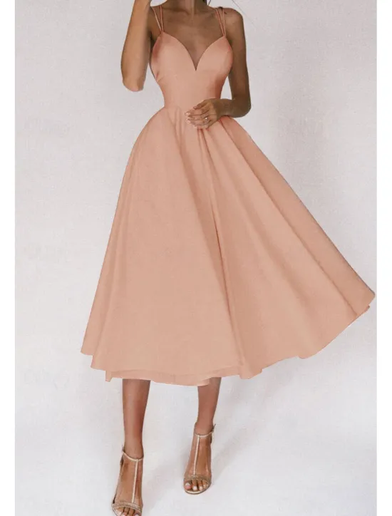 Outlet Women's Midi Dress White Dress Graduation Dress Slip Dress Fashion Birthday Graduation Going out Regular Fit Plain Sleeveless Spaghetti Strap Black White Red Green Summer Women White Dresses