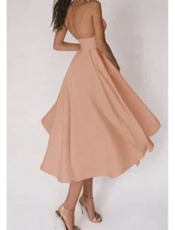 Outlet Women's Midi Dress White Dress Graduation Dress Slip Dress Fashion Birthday Graduation Going out Regular Fit Plain Sleeveless Spaghetti Strap Black White Red Green Summer Women White Dresses