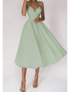 Outlet Women's Midi Dress White Dress Graduation Dress Slip Dress Fashion Birthday Graduation Going out Regular Fit Plain Sleeveless Spaghetti Strap Black White Red Green Summer Women White Dresses