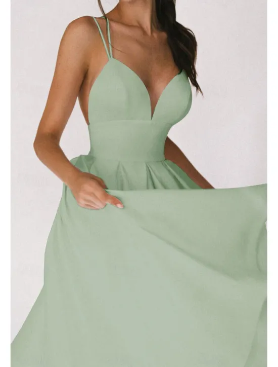 Outlet Women's Midi Dress White Dress Graduation Dress Slip Dress Fashion Birthday Graduation Going out Regular Fit Plain Sleeveless Spaghetti Strap Black White Red Green Summer Women White Dresses