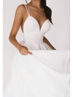 Outlet Women's Midi Dress White Dress Graduation Dress Slip Dress Fashion Birthday Graduation Going out Regular Fit Plain Sleeveless Spaghetti Strap Black White Red Green Summer Women White Dresses