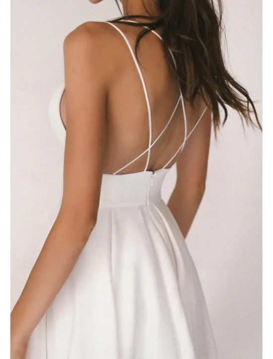 Outlet Women's Midi Dress White Dress Graduation Dress Slip Dress Fashion Birthday Graduation Going out Regular Fit Plain Sleeveless Spaghetti Strap Black White Red Green Summer Women White Dresses