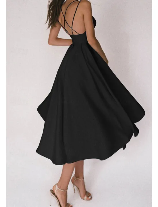 Outlet Women's Midi Dress White Dress Graduation Dress Slip Dress Fashion Birthday Graduation Going out Regular Fit Plain Sleeveless Spaghetti Strap Black White Red Green Summer Women White Dresses