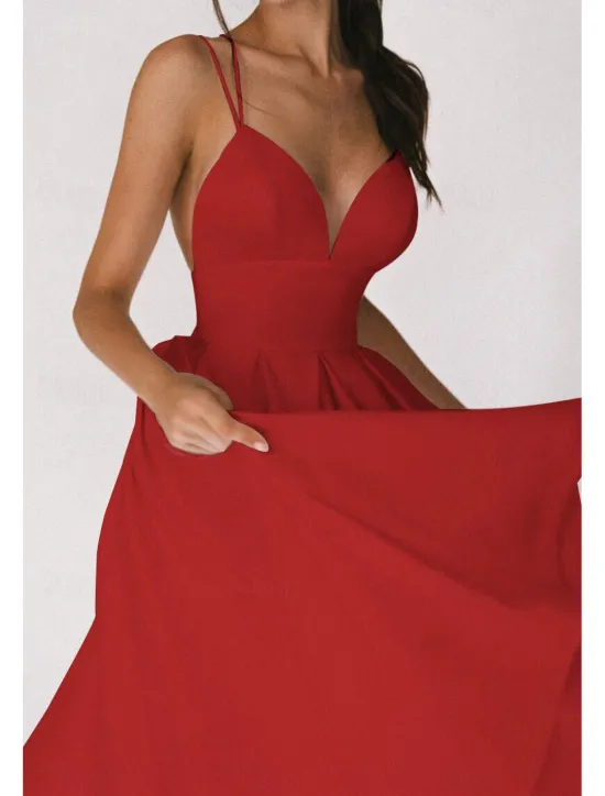 Outlet Women's Midi Dress White Dress Graduation Dress Slip Dress Fashion Birthday Graduation Going out Regular Fit Plain Sleeveless Spaghetti Strap Black White Red Green Summer Women White Dresses