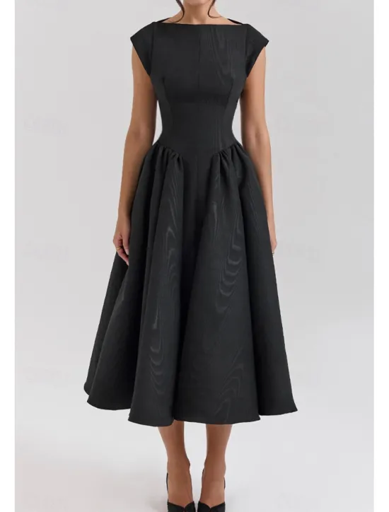 New Women's Midi Dress White Dress Fashion Modern Birthday Graduation Date Regular Fit Plain Sleeveless Crew Neck Black Light Grey Beige Summer Women White Dresses