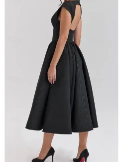 New Women's Midi Dress White Dress Fashion Modern Birthday Graduation Date Regular Fit Plain Sleeveless Crew Neck Black Light Grey Beige Summer Women White Dresses