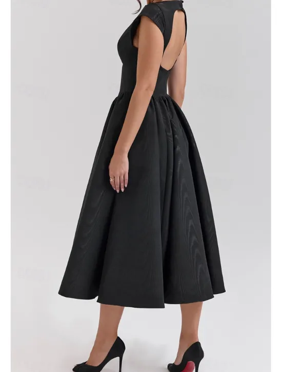New Women's Midi Dress White Dress Fashion Modern Birthday Graduation Date Regular Fit Plain Sleeveless Crew Neck Black Light Grey Beige Summer Women White Dresses