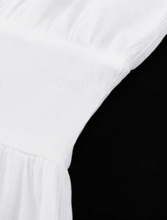 Online Women's Midi Dress White Dress Fashion Modern Birthday Holiday Graduation Regular Fit Plain Short Sleeve V Neck Black White Summer Women White Dresses