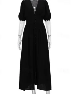 Online Women's Midi Dress White Dress Fashion Modern Birthday Holiday Graduation Regular Fit Plain Short Sleeve V Neck Black White Summer Women White Dresses