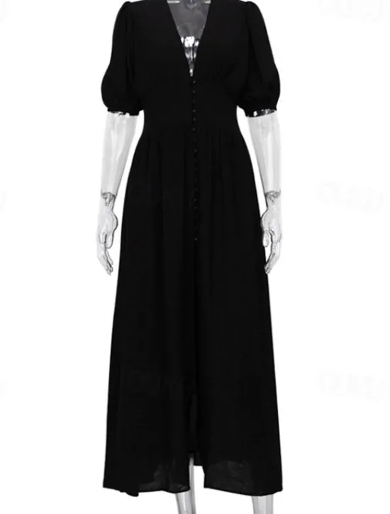 Online Women's Midi Dress White Dress Fashion Modern Birthday Holiday Graduation Regular Fit Plain Short Sleeve V Neck Black White Summer Women White Dresses