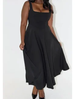 Women's Midi Dress White Dress Graduation Dress Slip Dress Fashion Birthday Graduation Date Regular Fit Plain Sleeveless Spaghetti Strap Black White Summer Women White Dresses