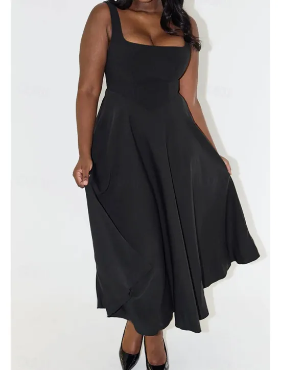 Women's Midi Dress White Dress Graduation Dress Slip Dress Fashion Birthday Graduation Date Regular Fit Plain Sleeveless Spaghetti Strap Black White Summer Women White Dresses