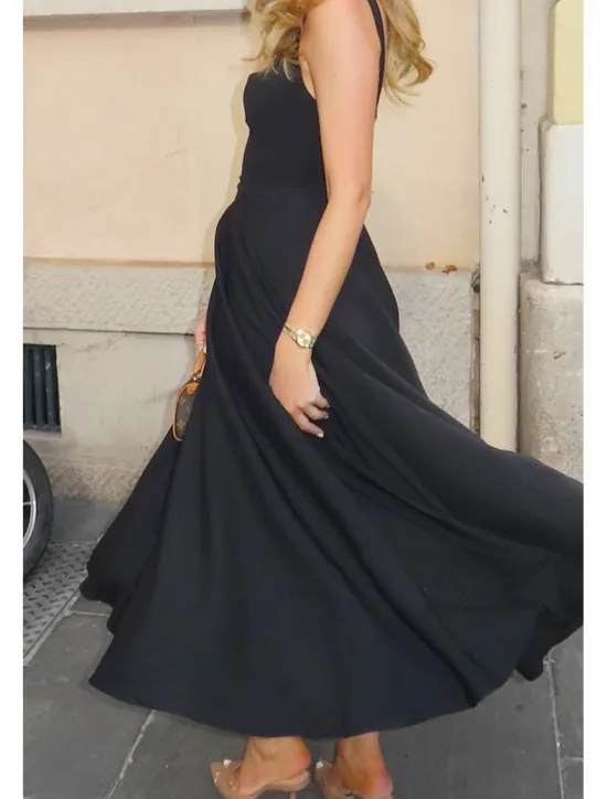 Women's Midi Dress White Dress Graduation Dress Slip Dress Fashion Birthday Graduation Date Regular Fit Plain Sleeveless Spaghetti Strap Black White Summer Women White Dresses