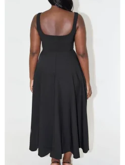 Women's Midi Dress White Dress Graduation Dress Slip Dress Fashion Birthday Graduation Date Regular Fit Plain Sleeveless Spaghetti Strap Black White Summer Women White Dresses