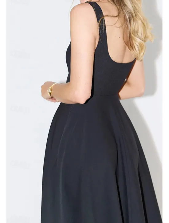 Women's Midi Dress White Dress Graduation Dress Slip Dress Fashion Birthday Graduation Date Regular Fit Plain Sleeveless Spaghetti Strap Black White Summer Women White Dresses