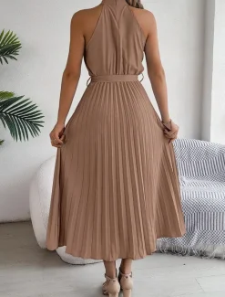 Clearance Women's Midi Dress Wrap Dress A Line Dress Pleated Dress Halter Dress Vacation Vacation Casual Daily Regular Fit Graphic Sleeveless Halter Neck Black Pink Wine Green Summer Women Cocktail Dress