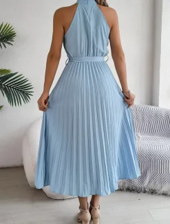 Clearance Women's Midi Dress Wrap Dress A Line Dress Pleated Dress Halter Dress Vacation Vacation Casual Daily Regular Fit Graphic Sleeveless Halter Neck Black Pink Wine Green Summer Women Cocktail Dress