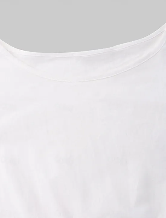 Sale Women's Mid-Length Dress White Tiered Bohemian Style Short Puff Sleeve Casual Flowy Beach Summer Breathable Cotton Clothing Apparel Women White Dresses