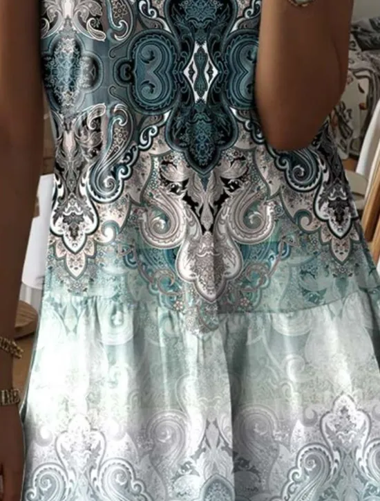 Outlet Women's Mini Dress Vintage Dress Casual Dress Petite Dress Sundress Bohemia Vacation Casual Vacation Daily Holiday Regular Fit Graphic Geometric Paisley Sleeveless Crew Neck Summer Women Sundresses