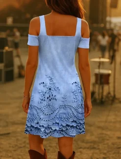 Hot Women's Mini Dress A Line Dress Summer Dress Vacation Casual Daily Holiday Regular Fit Floral Graphic Geometric Short Sleeve V Neck Blue Purple Green Summer Women Sundresses