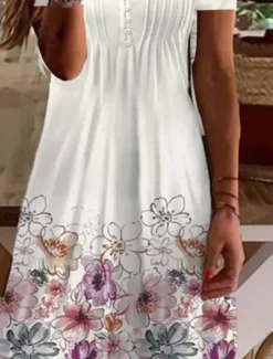 Clearance Women's Mini Dress A Line Dress Summer Dress Casual Daily Regular Fit Graphic Short Sleeve Notched Neck Black White Pink Green Summer Women Casual Dress