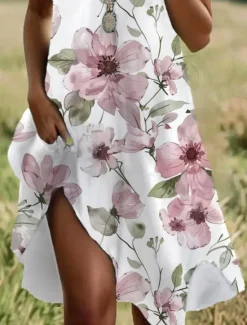 Women's Mini Dress A Line DressCasual Dress T Shirt Dress Tee Dress Sundress Stylish Casual Vacation Casual Daily Regular Fit Floral Graphic Short Sleeve Crew Neck Summer Women T Shirt Dresses