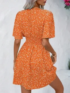 Best Women's Mini Dress A Line Dress Casual Outdoor Going out Standard Fit Floral Short Sleeve V Neck Black Pink Blue Purple Summer Women Vacation Dresses