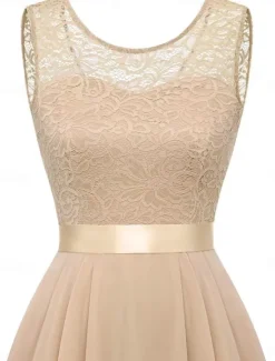 Hot Women's Mini Dress A Line Dress Tulle Dress Elegant Party Cocktail Wedding Outdoor Party Regular Fit Graphic Sleeveless Crew Neck Pink Wine Khaki Gray Summer Spring Women Cocktail Dress