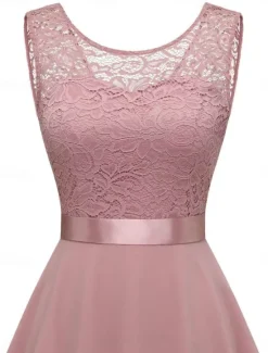 Hot Women's Mini Dress A Line Dress Tulle Dress Elegant Party Cocktail Wedding Outdoor Party Regular Fit Graphic Sleeveless Crew Neck Pink Wine Khaki Gray Summer Spring Women Cocktail Dress