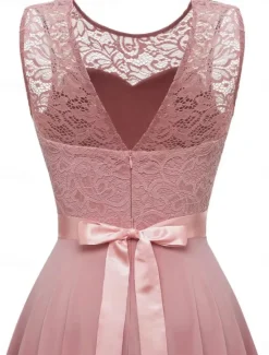 Hot Women's Mini Dress A Line Dress Tulle Dress Elegant Party Cocktail Wedding Outdoor Party Regular Fit Graphic Sleeveless Crew Neck Pink Wine Khaki Gray Summer Spring Women Cocktail Dress