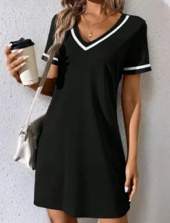 Clearance Women's Mini Dress A Line DressT Shirt Dress Tee Dress Casual Vacation Daily Regular Fit Graphic Striped Short Sleeve Crew Neck Summer Spring Women Casual Dress|T Shirt Dresses