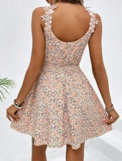 Online Women's Mini Dress A Line Dress Slip Dress Sexy Vacation Daily Regular Fit Floral Sleeveless Strap Summer Spring Women Sundresses