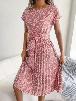 Discount Women's Mini Dress A Line Dress Summer Dress Casual Daily Regular Fit Floral Short Sleeve Crew Neck Navy Red Blue Brown Summer Women Casual Dress