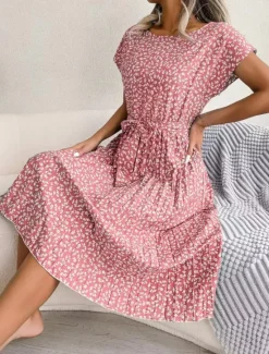 Discount Women's Mini Dress A Line Dress Summer Dress Casual Daily Regular Fit Floral Short Sleeve Crew Neck Navy Red Blue Brown Summer Women Casual Dress