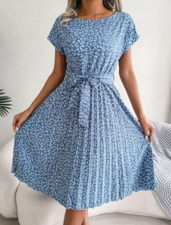 Discount Women's Mini Dress A Line Dress Summer Dress Casual Daily Regular Fit Floral Short Sleeve Crew Neck Navy Red Blue Brown Summer Women Casual Dress