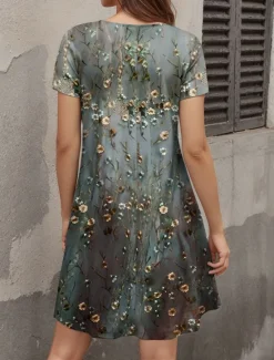 Discount Women's Mini Dress A Line DressT Shirt Dress Tee Dress Summer Dress Casual Daily Regular Fit Floral Graphic Short Sleeve Crew Neck Summer Spring Women Casual Dress|T Shirt Dresses